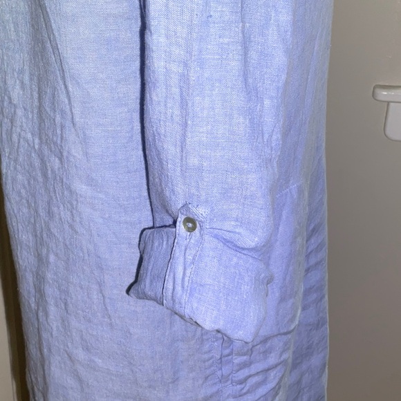 Tahari Blue Linen Tunic Dress. Beach Cover up, Shirt Dress, With Pockets! Small - Picture 8 of 14
